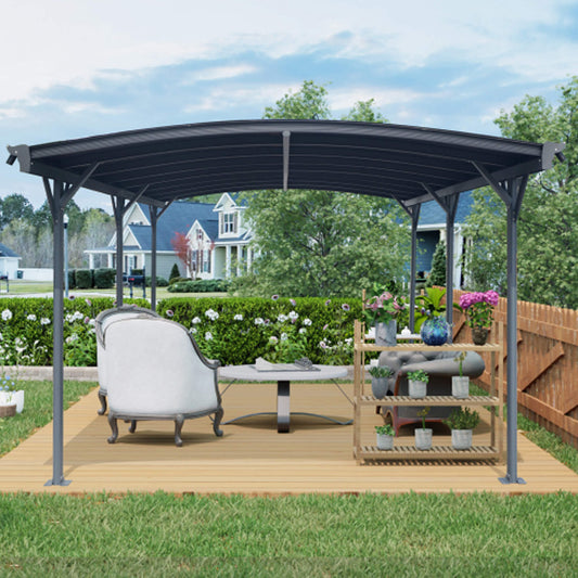 10FT x 19FT Alora Heavy-Duty Outdoor Aluminum Arch Carport with Polycarbonate Panels