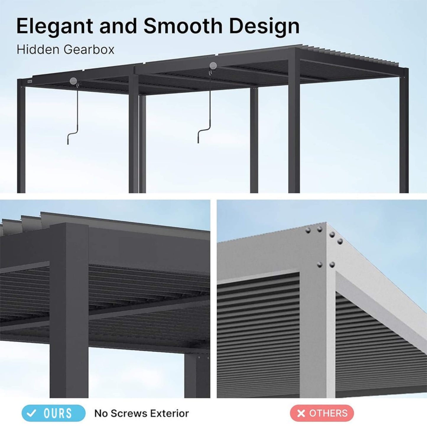 10' x 19' Alora Premium Full Aluminum Louvered Pergola with Adjustable Hardtop Roof