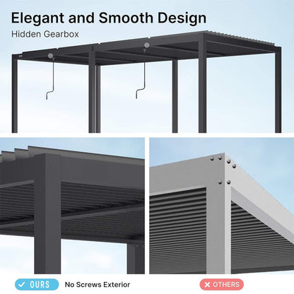 10' x 19' Alora Premium Full Aluminum Louvered Pergola with Adjustable Hardtop Roof