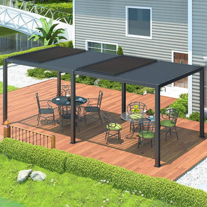 10' x 19' Alora Premium Full Aluminum Louvered Pergola with Adjustable Hardtop Roof