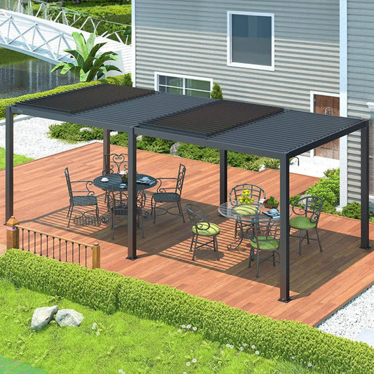 10' x 19' Alora Premium Full Aluminum Louvered Pergola with Adjustable Hardtop Roof