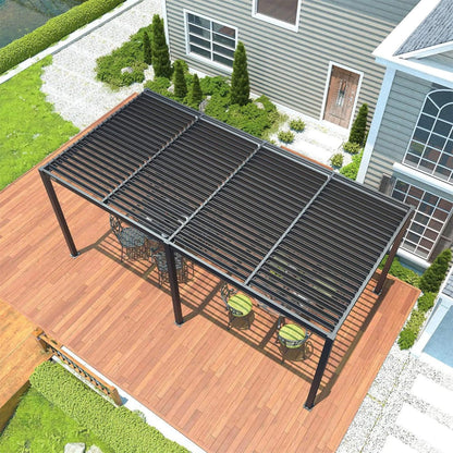 10' x 19' Alora Premium Full Aluminum Louvered Pergola with Adjustable Hardtop Roof
