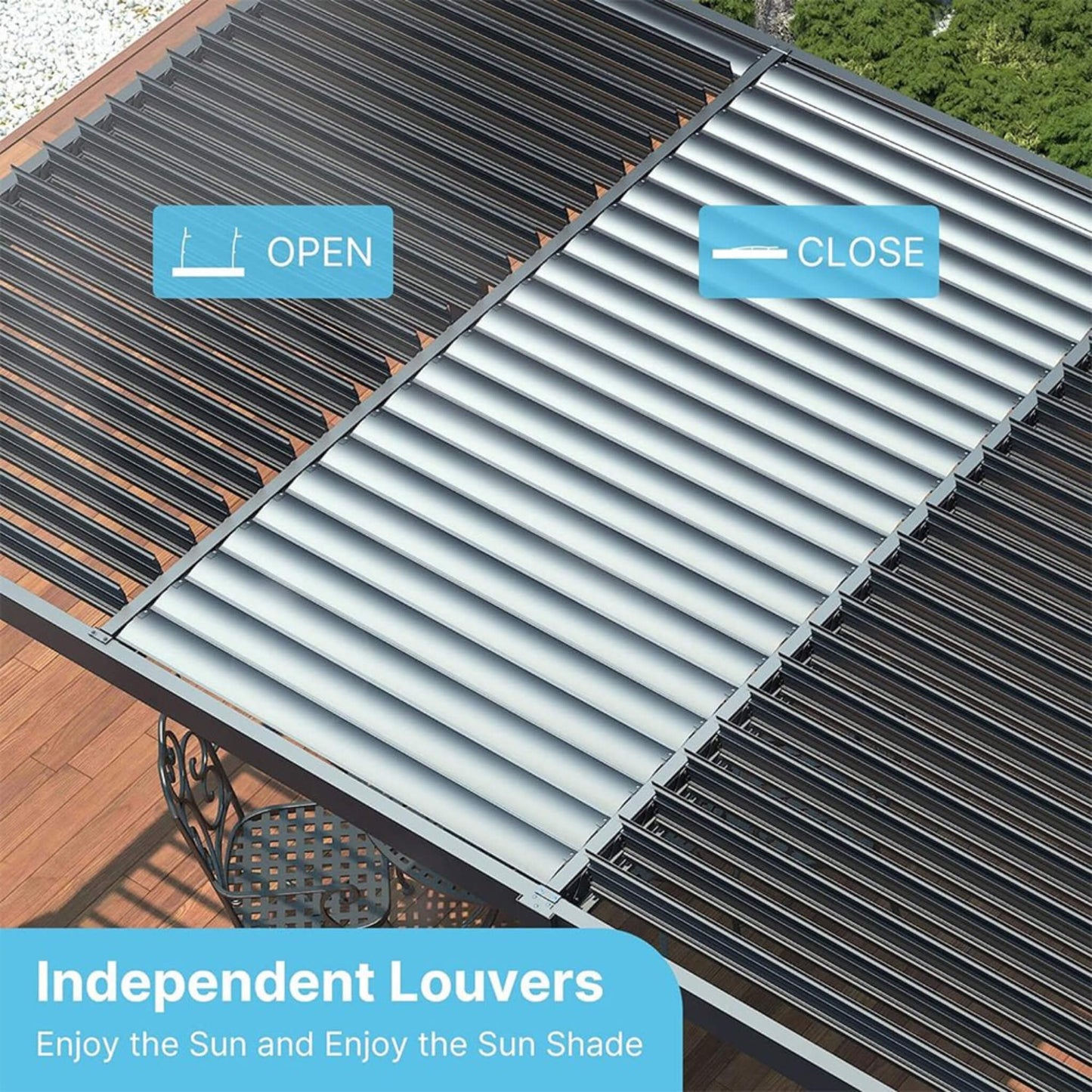 10' x 19' Alora Premium Full Aluminum Louvered Pergola with Adjustable Hardtop Roof