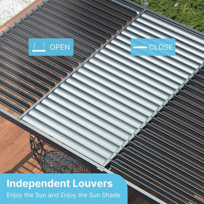 10' x 19' Alora Premium Full Aluminum Louvered Pergola with Adjustable Hardtop Roof