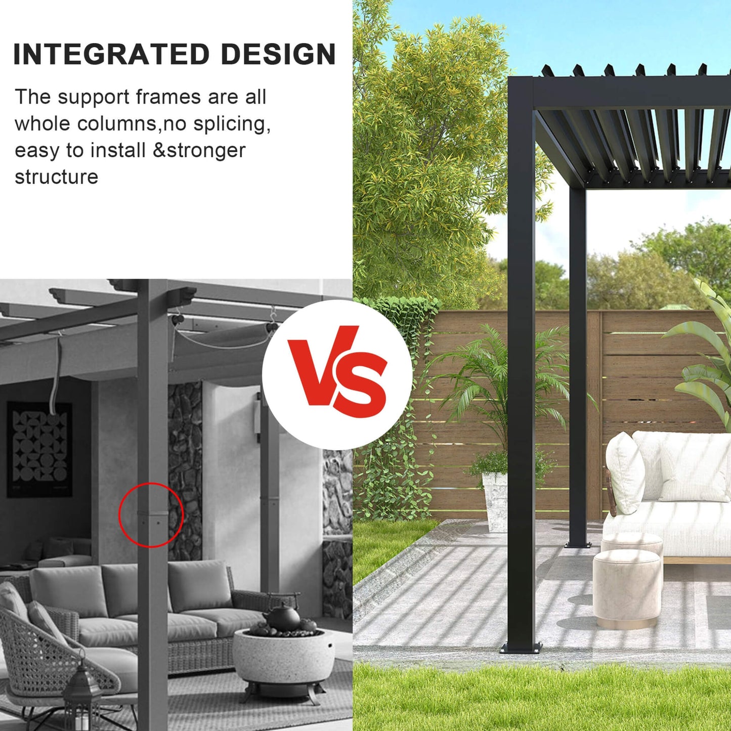 10' x 19' Alora Premium Powder-Coated Aluminum Pergola with Adjustable Louvers