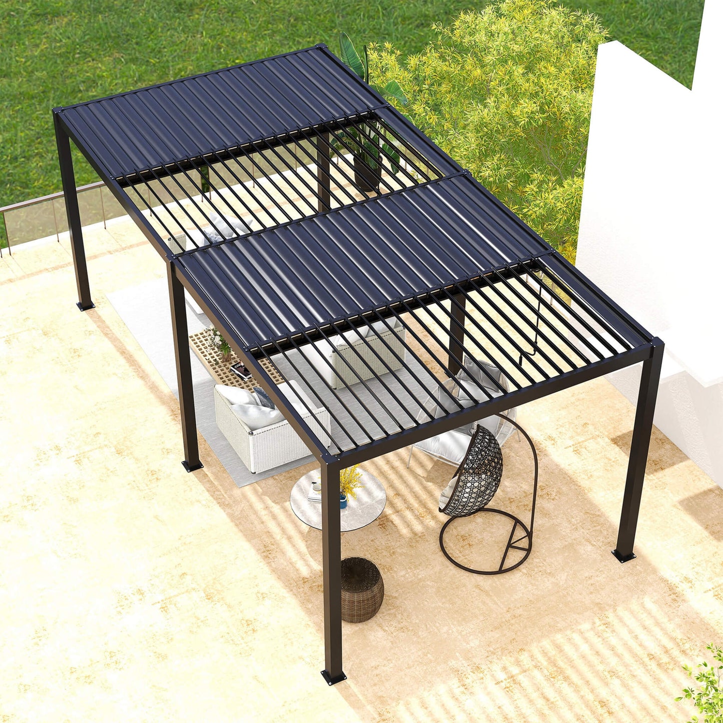 10' x 19' Alora Premium Powder-Coated Aluminum Pergola with Adjustable Louvers