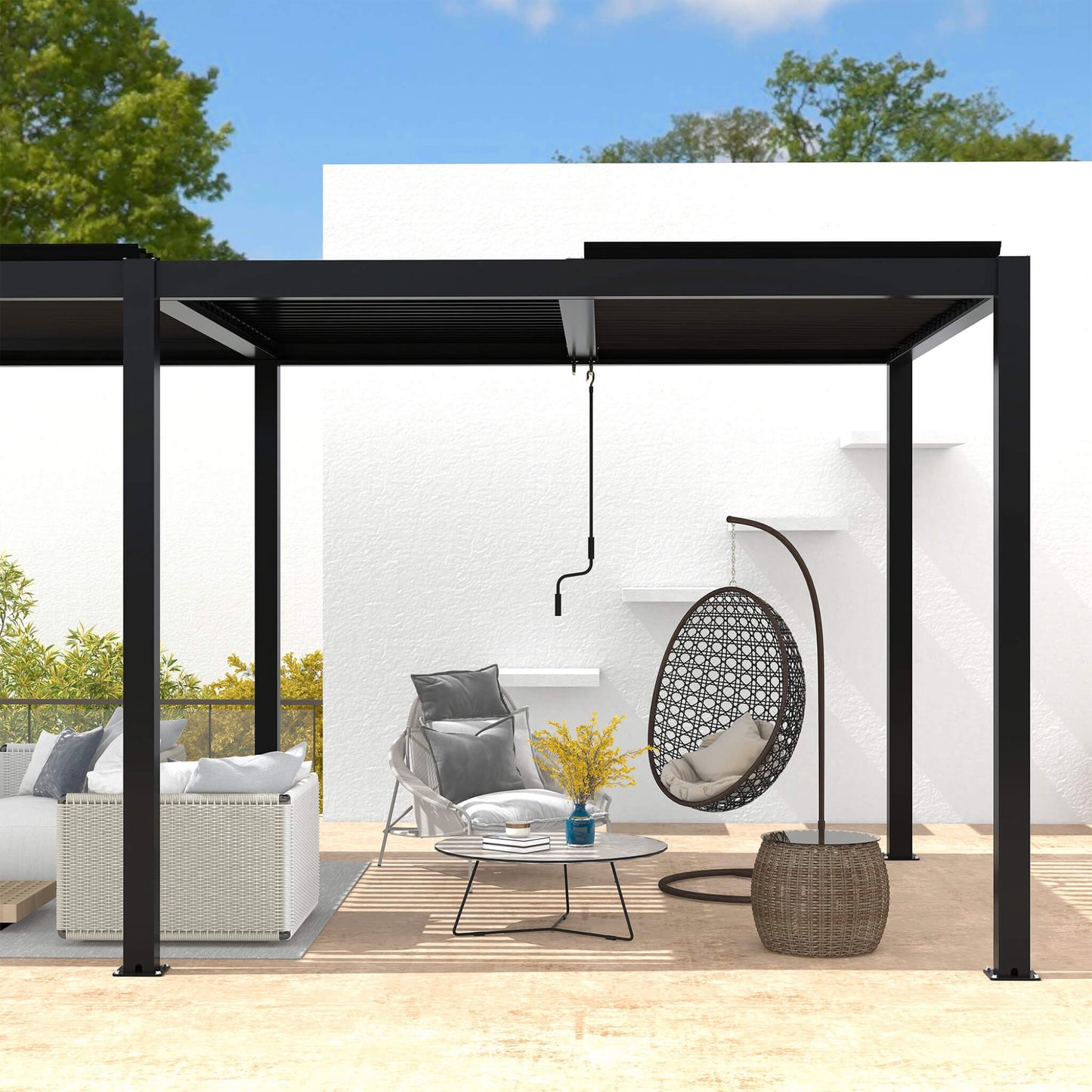 10' x 19' Alora Premium Powder-Coated Aluminum Pergola with Adjustable Louvers
