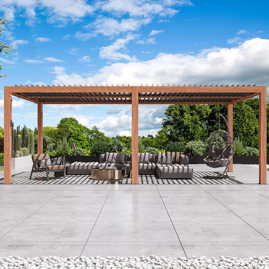 10FT x 20FT Alora Heavy-Duty Luxury Outdoor Pergola with Adjustable Louvers and Integrated Drainage