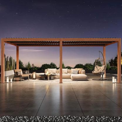 10FT x 20FT Alora Heavy-Duty Luxury Outdoor Pergola with Adjustable Louvers and Integrated Drainage