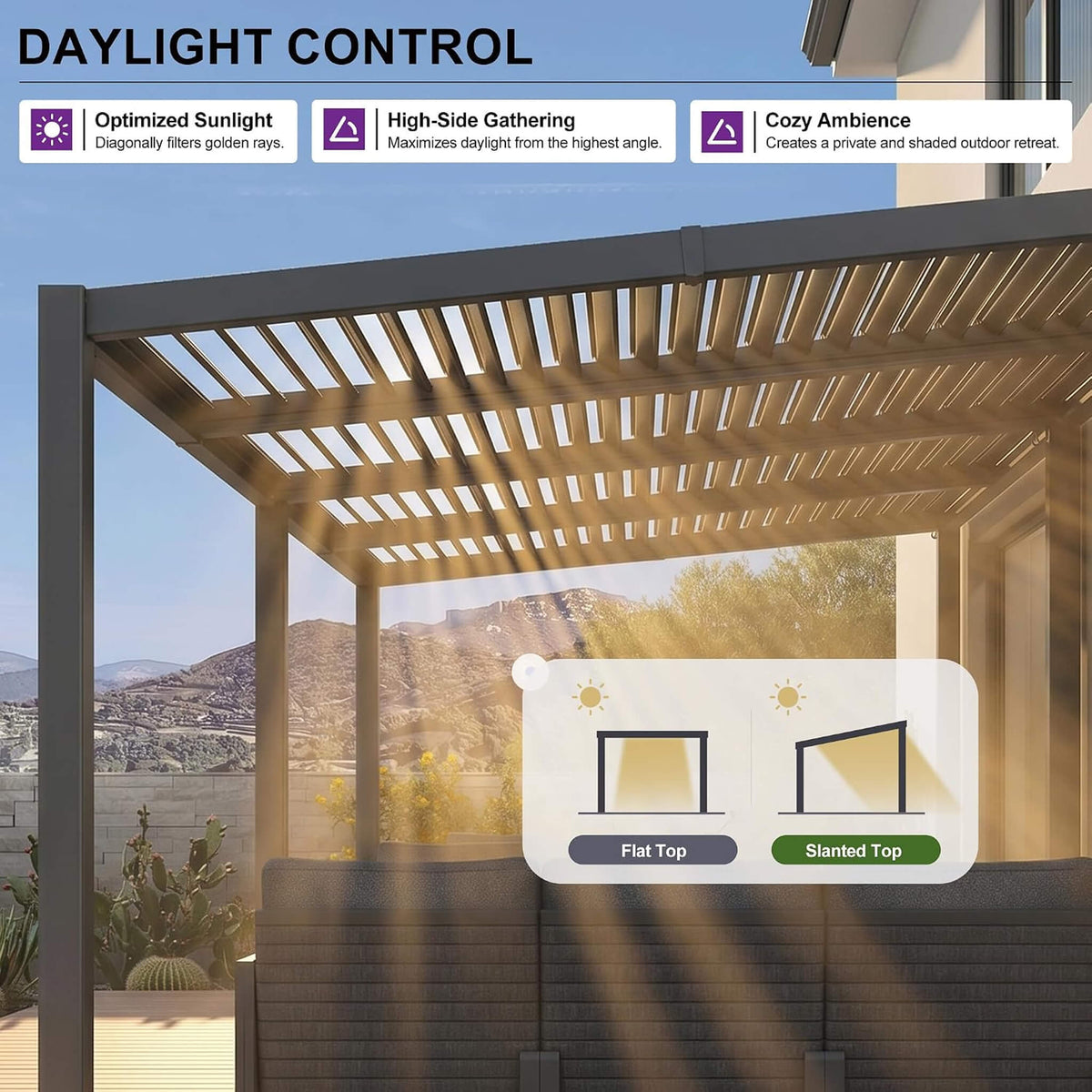 10FT X 20FT Modern Louvered Aluminum Pergola with Sloped Roof