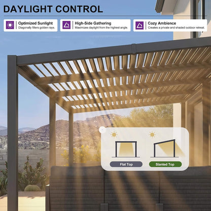 10FT X 20FT Modern Louvered Aluminum Pergola with Sloped Roof