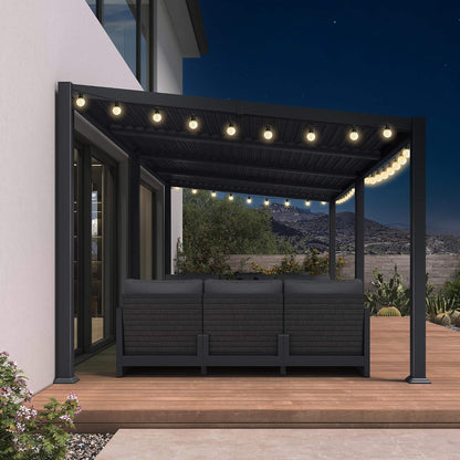 10FT X 20FT Modern Louvered Aluminum Pergola with Sloped Roof
