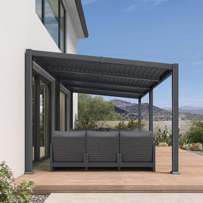 10FT X 20FT Modern Louvered Aluminum Pergola with Sloped Roof