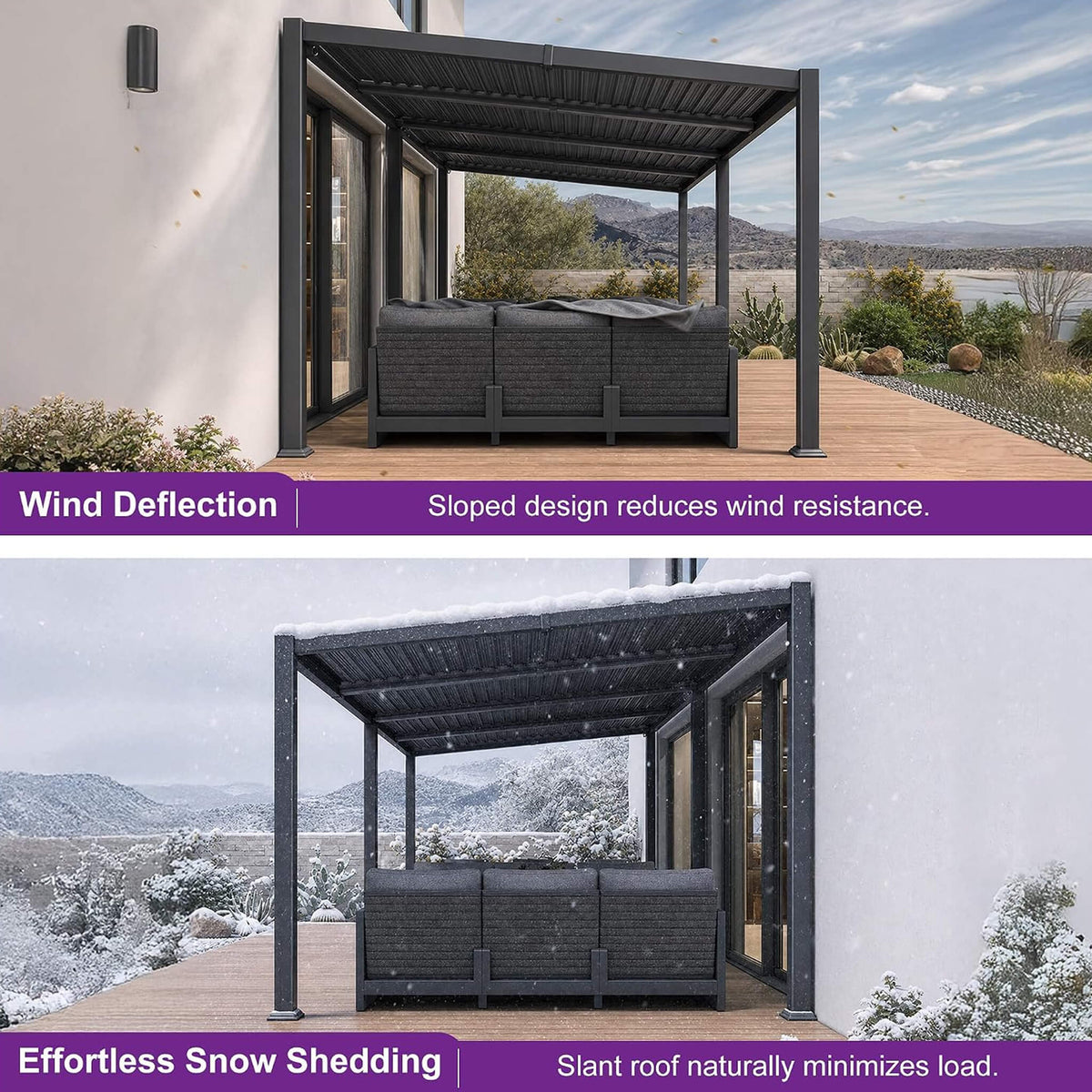 10FT X 20FT Modern Louvered Aluminum Pergola with Sloped Roof