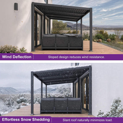 10FT X 20FT Modern Louvered Aluminum Pergola with Sloped Roof