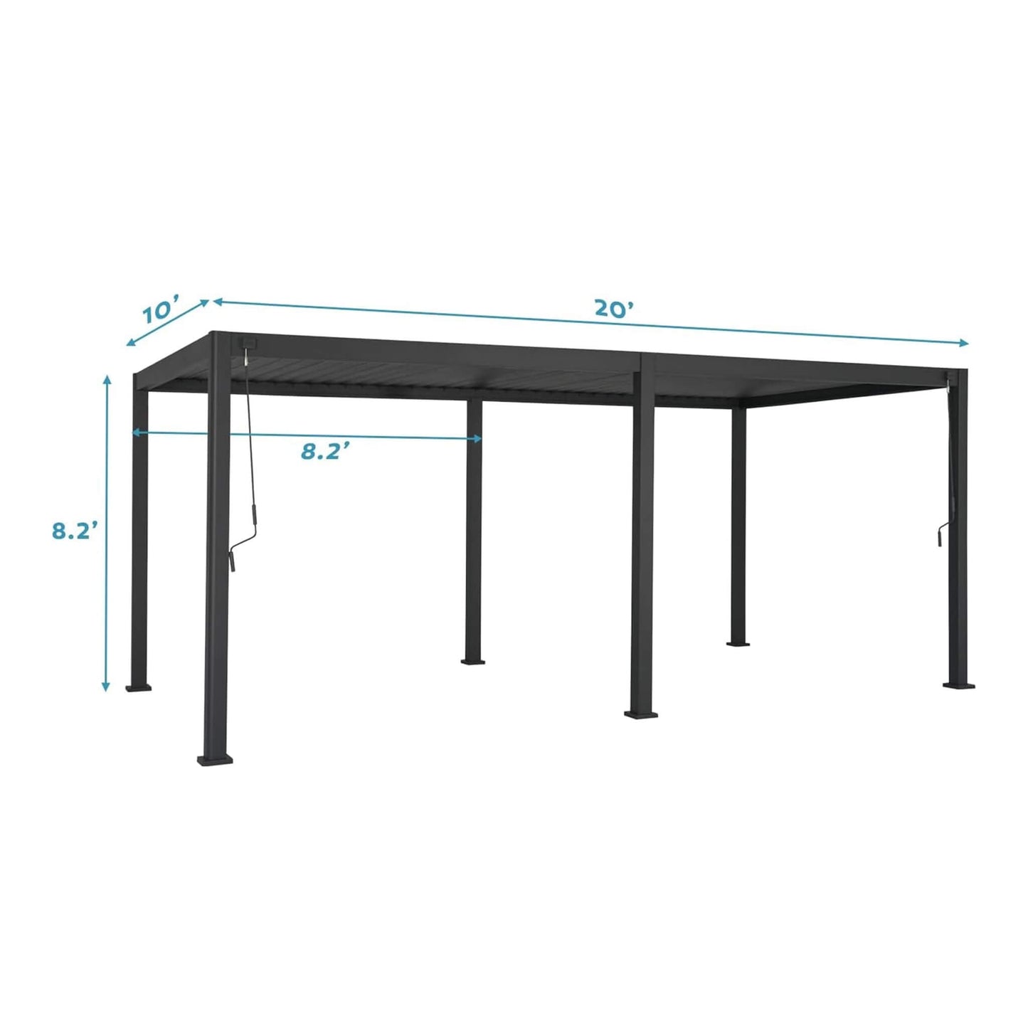 10FT X 20FT Alora Modern Outdoor Adjustable Charcoal Louvered Pergola with Screens and Built-In Drainage