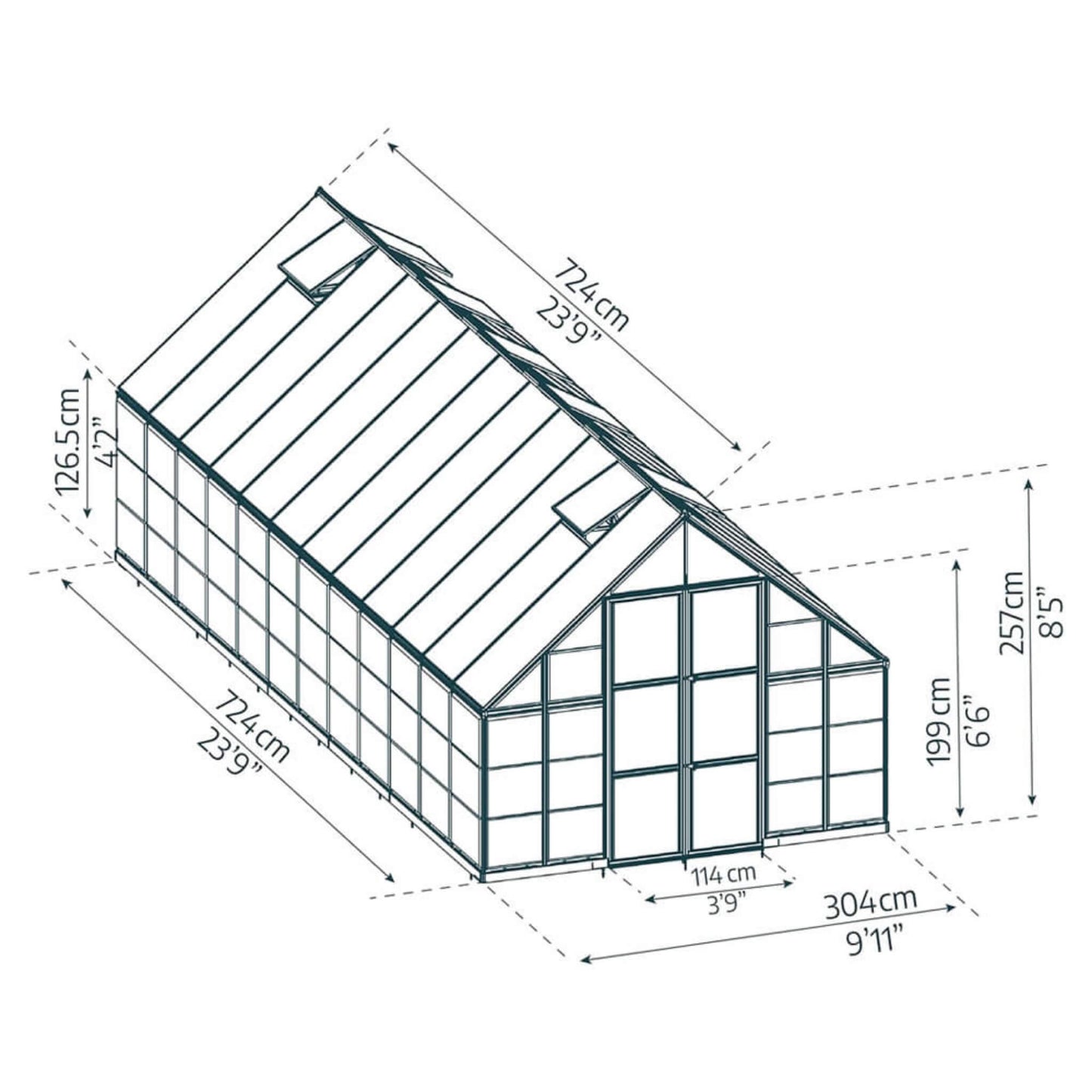 10' x 24' FT Premium Heavy-Duty Polycarbonate Walk-In Greenhouse W/ Aluminum Frame & Built-In Gutter System