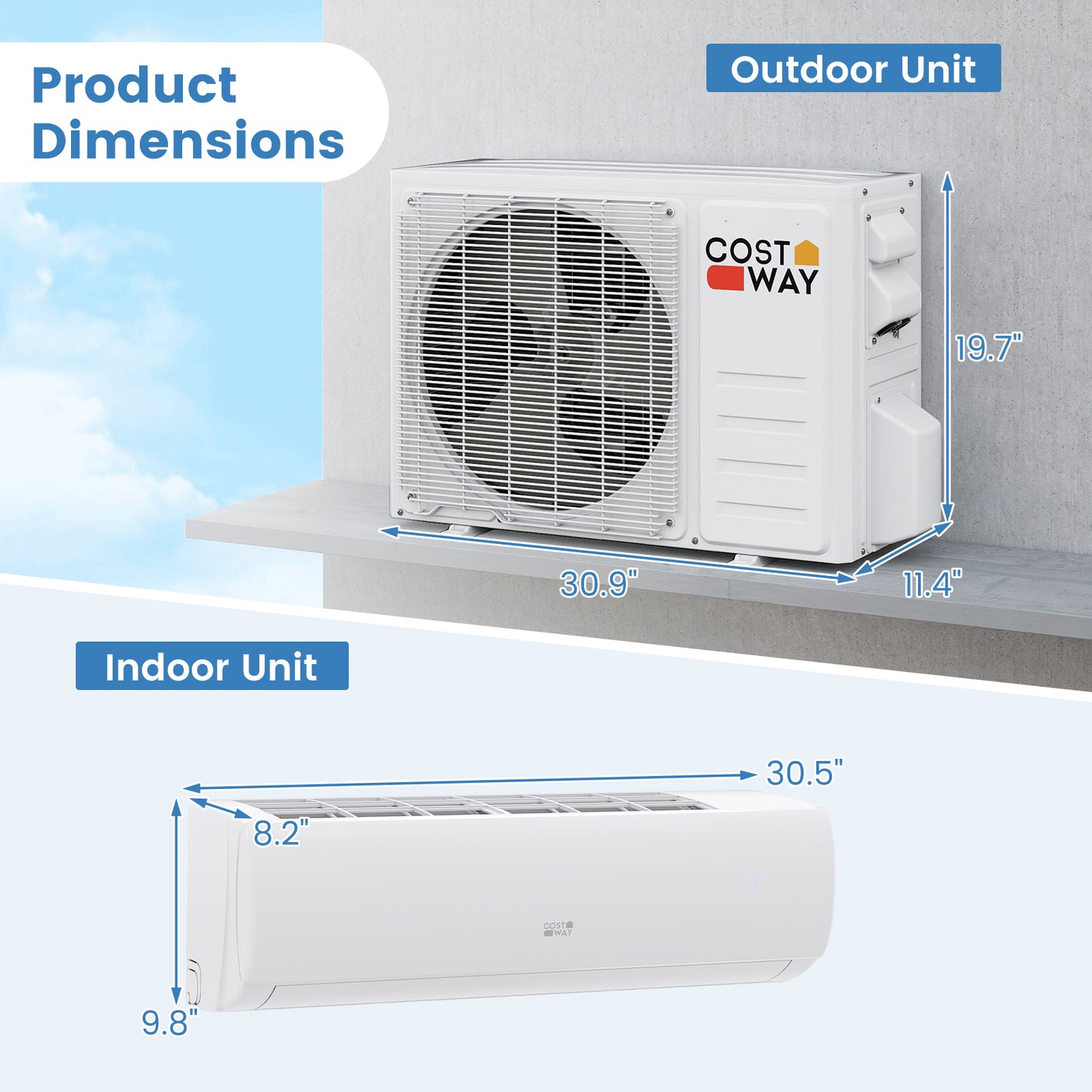 11500 BTU 208/230V Mini Split Air Conditioner and Heater Pump System