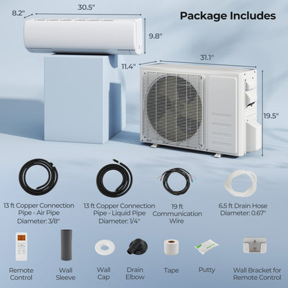 17000 BTU 208/230V Mini Split Air Conditioner and Heater Pump System