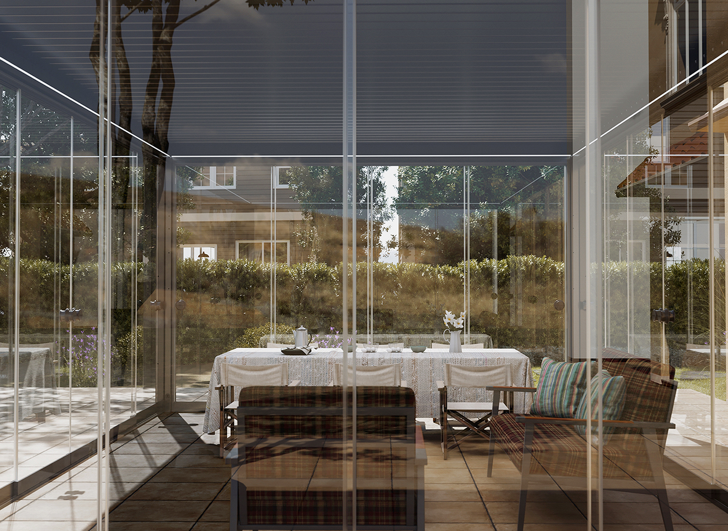 Sliding Glass Door with Round Handle for FlexPatio Pergola