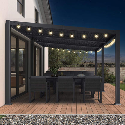 11FT X 18FT Modern Louvered Aluminum Pergola with Sloped Roof