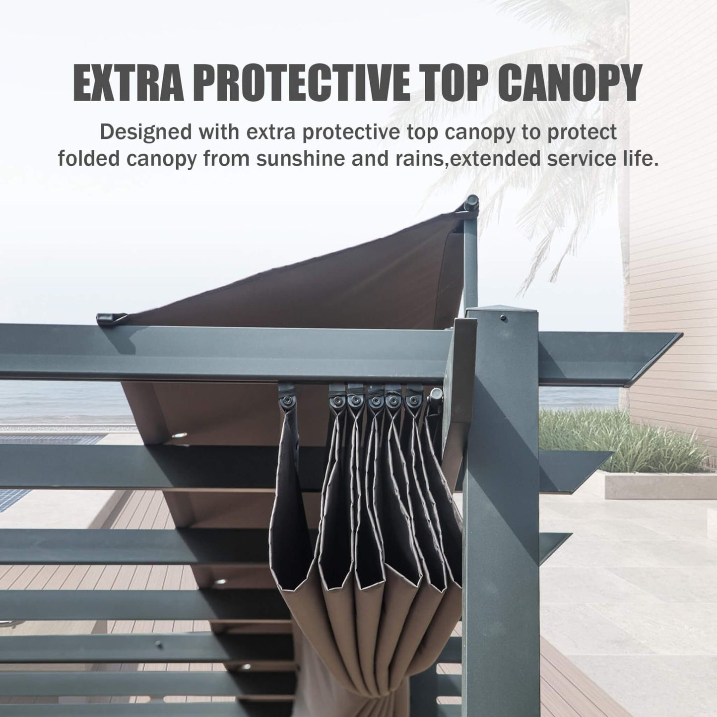 11' x 20' Alora Premium Outdoor Retractable Aluminum Pergola Gazebo With Weather-Resistant Canopy