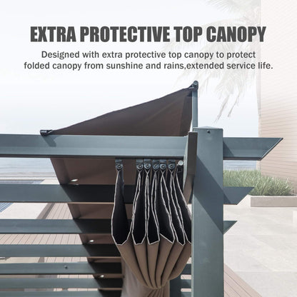 11' x 20' Alora Premium Outdoor Retractable Aluminum Pergola Gazebo With Weather-Resistant Canopy