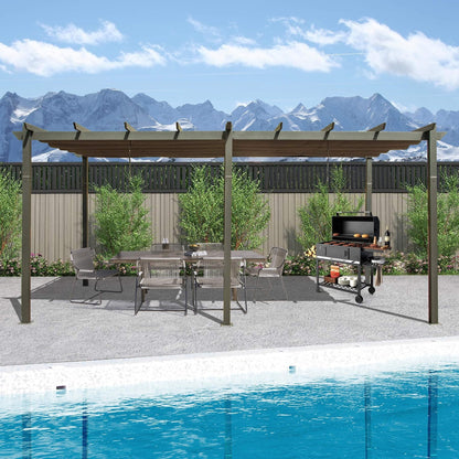 11' x 20' Alora Premium Outdoor Retractable Aluminum Pergola Gazebo With Weather-Resistant Canopy