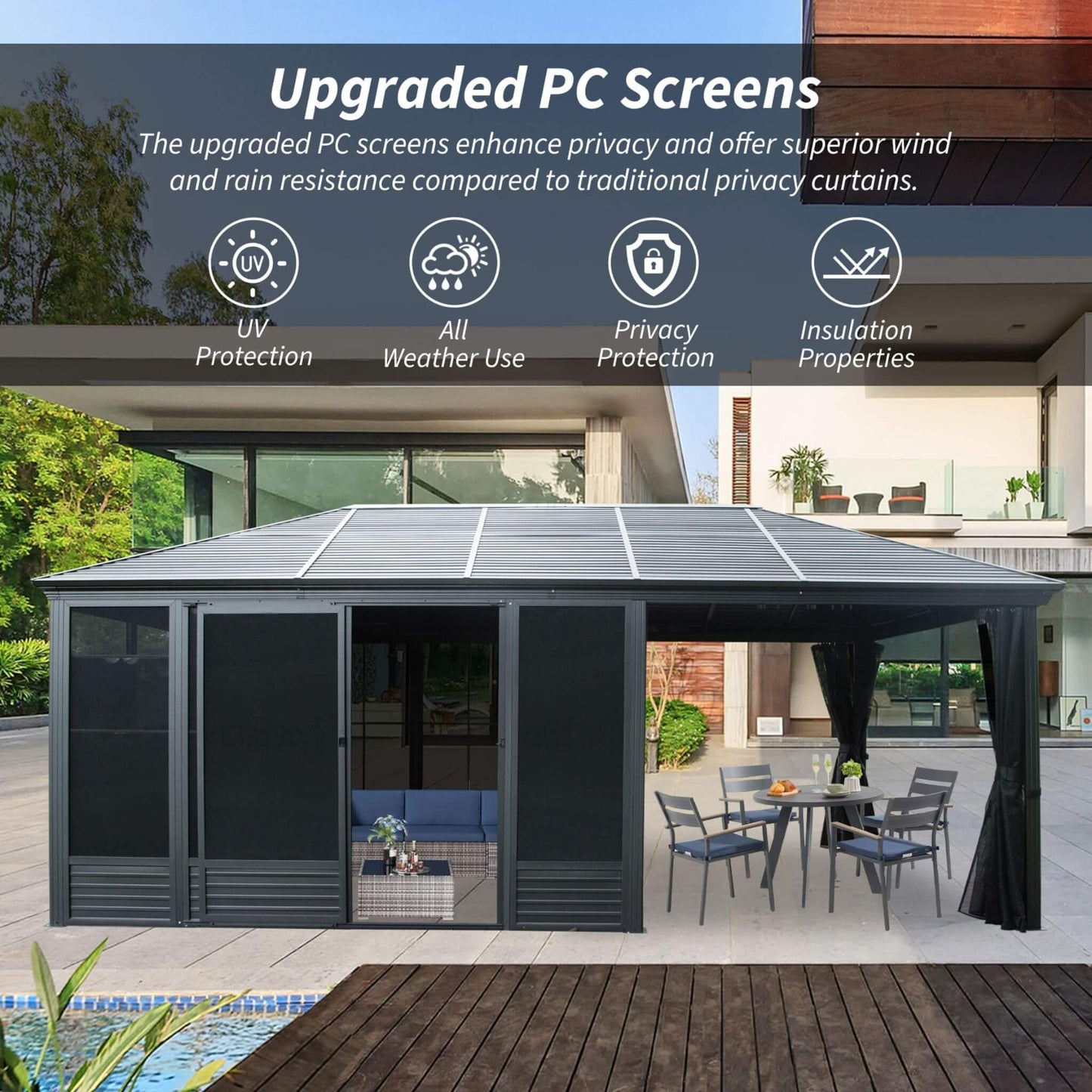 11' x 21' Alora Outdoor All-Season Solarium Sunroom Gazebo With Galvanized Steel Roof