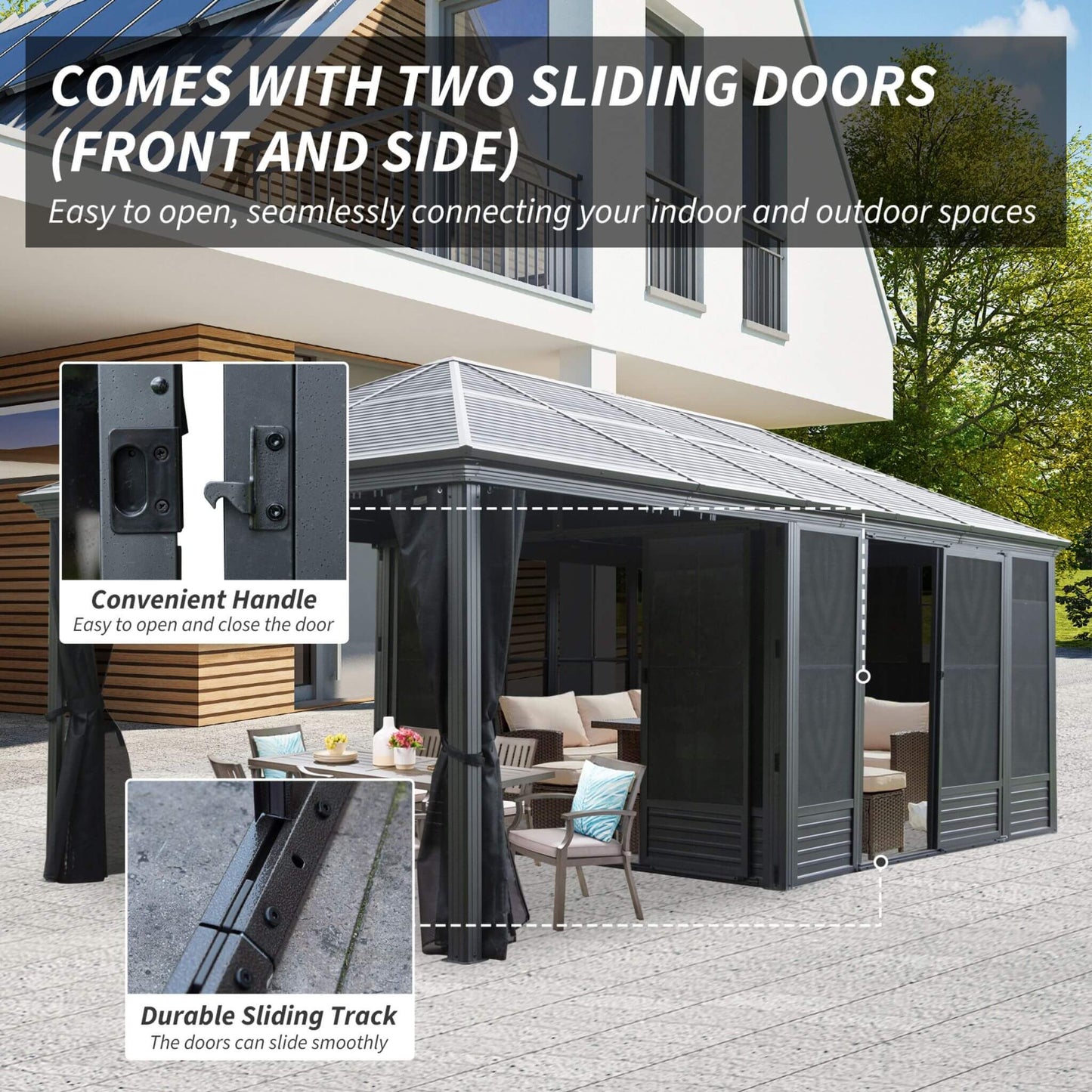 11' x 21' Alora Outdoor All-Season Solarium Sunroom Gazebo With Galvanized Steel Roof