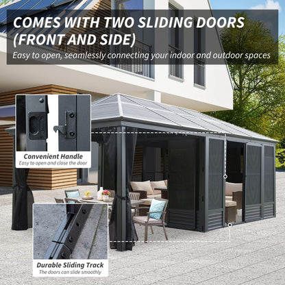 11' x 21' Alora Outdoor All-Season Solarium Sunroom Gazebo With Galvanized Steel Roof