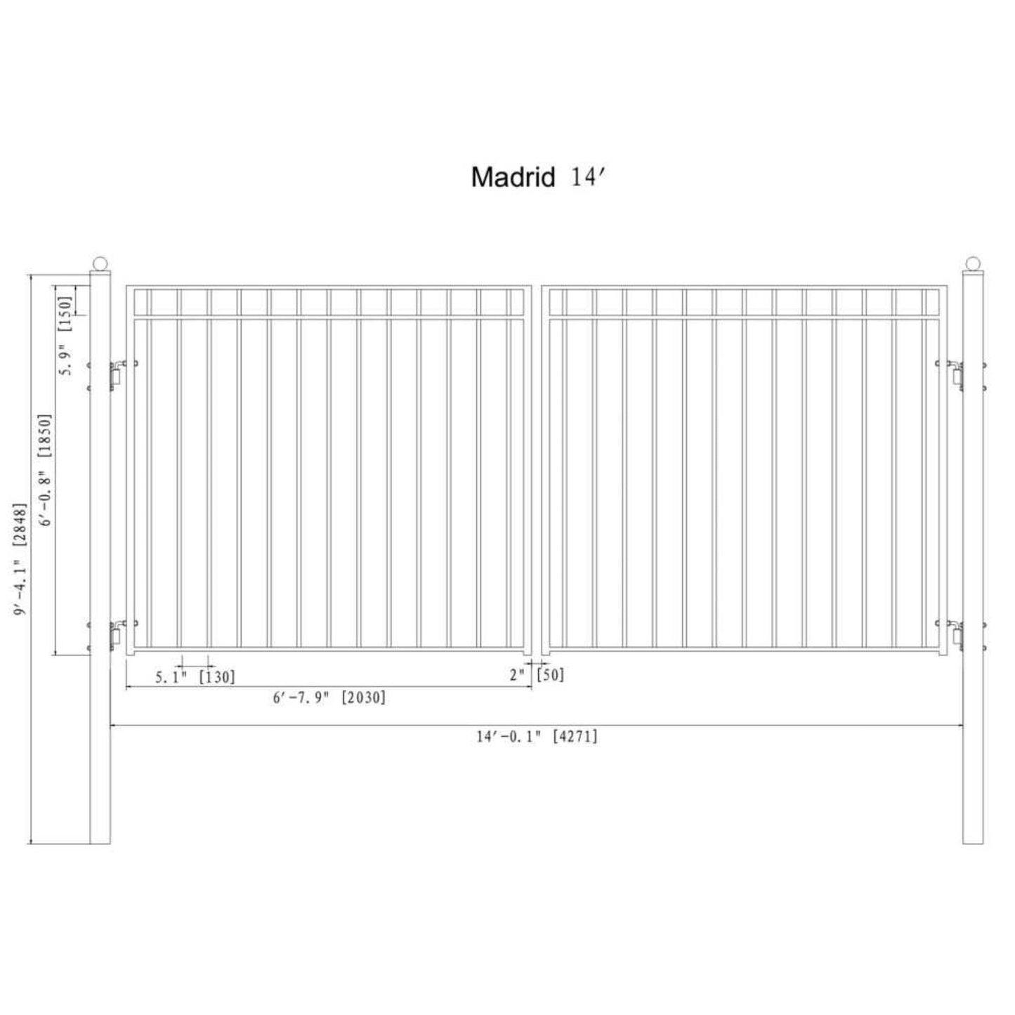 12FT - 18FT Heavy-Duty Madrid-Style Premium Steel Dual-Swing Driveway Gate
