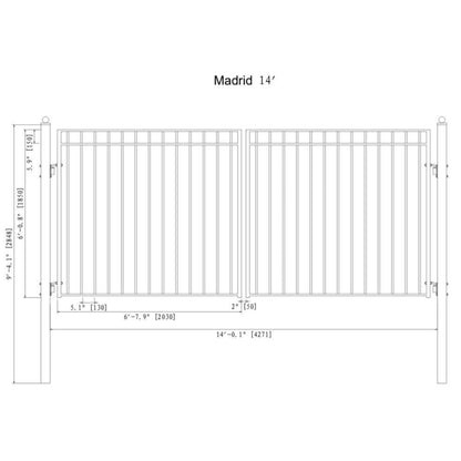 12FT - 18FT Heavy-Duty Madrid-Style Premium Steel Dual-Swing Driveway Gate