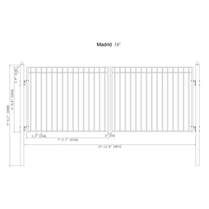 12FT - 18FT Heavy-Duty Madrid-Style Premium Steel Dual-Swing Driveway Gate