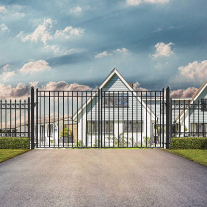 12FT - 18FT Heavy-Duty Madrid-Style Premium Steel Dual-Swing Driveway Gate