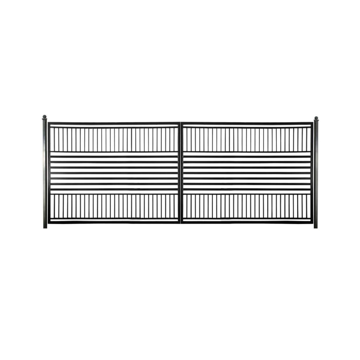 12FT - 18FT Heavy-Duty Barcelona-Style Powder-Coated Steel Galvanized Dual Swing Driveway Gate