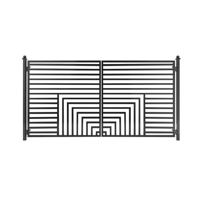 12FT - 18FT Heavy-Duty Florence-Style Powder-Coated Galvanized Steel Dual-Swing Driveway Gate