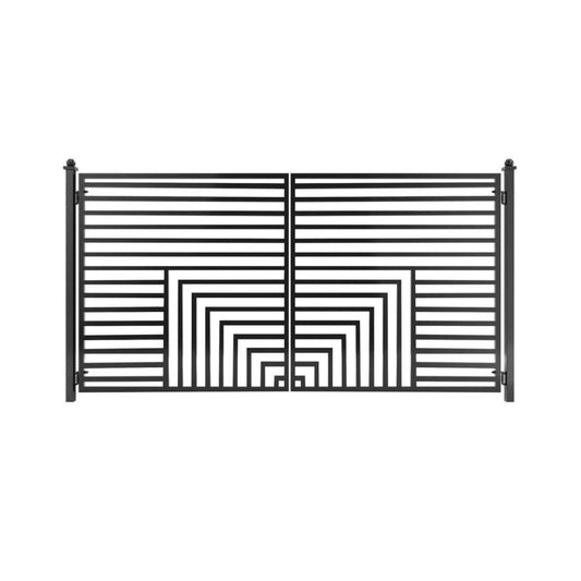 12FT - 18FT Heavy-Duty Florence-Style Powder-Coated Galvanized Steel Dual-Swing Driveway Gate