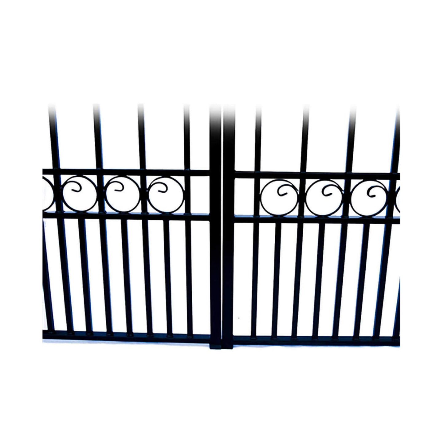 12FT - 18FT Heavy-Duty London-Style Powder-Coated Galvanized Steel Dual-Swing Driveway Gate
