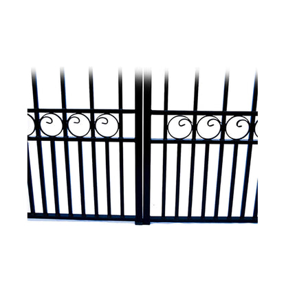 12FT - 18FT Heavy-Duty London-Style Powder-Coated Galvanized Steel Dual-Swing Driveway Gate