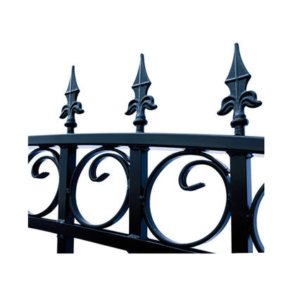 12FT - 18FT Heavy-Duty London-Style Powder-Coated Galvanized Steel Dual-Swing Driveway Gate
