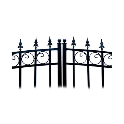 12FT - 18FT Heavy-Duty London-Style Powder-Coated Galvanized Steel Dual-Swing Driveway Gate