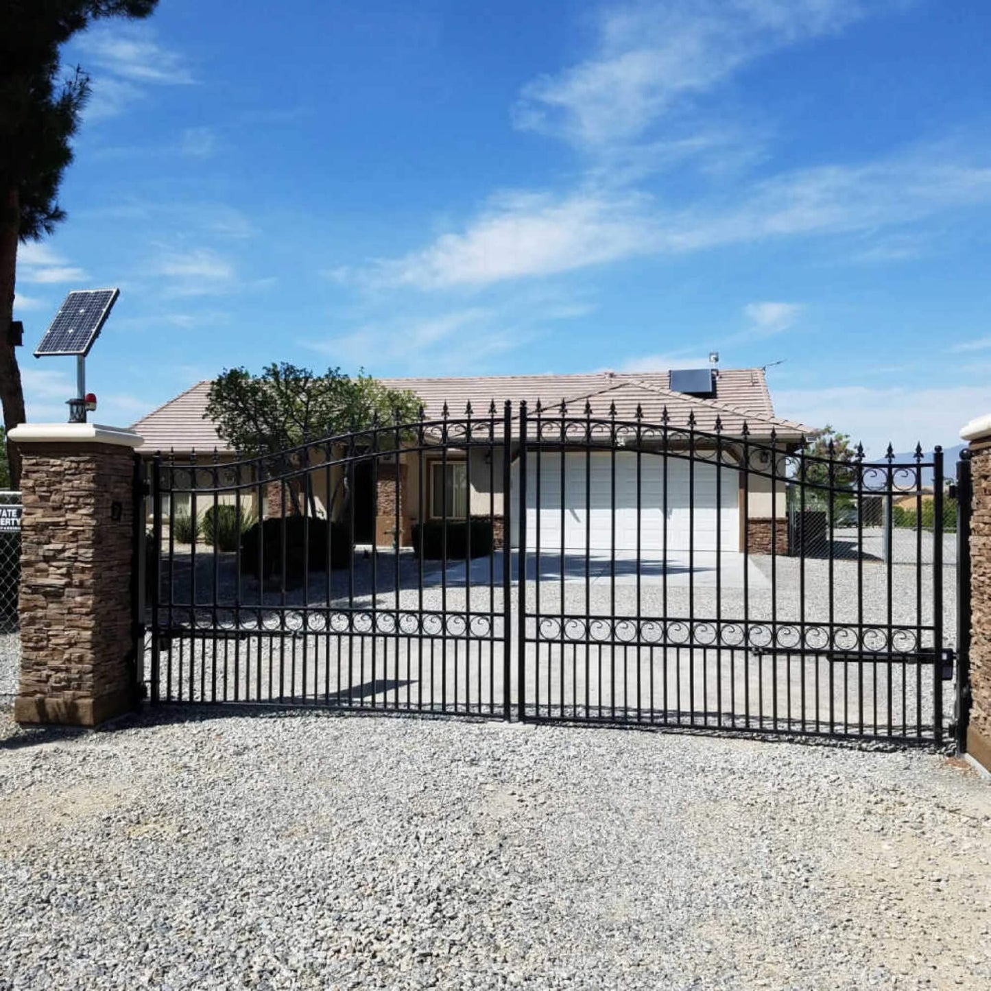 12FT - 18FT Heavy-Duty London-Style Powder-Coated Galvanized Steel Dual-Swing Driveway Gate