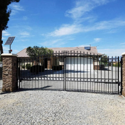 12FT - 18FT Heavy-Duty London-Style Powder-Coated Galvanized Steel Dual-Swing Driveway Gate