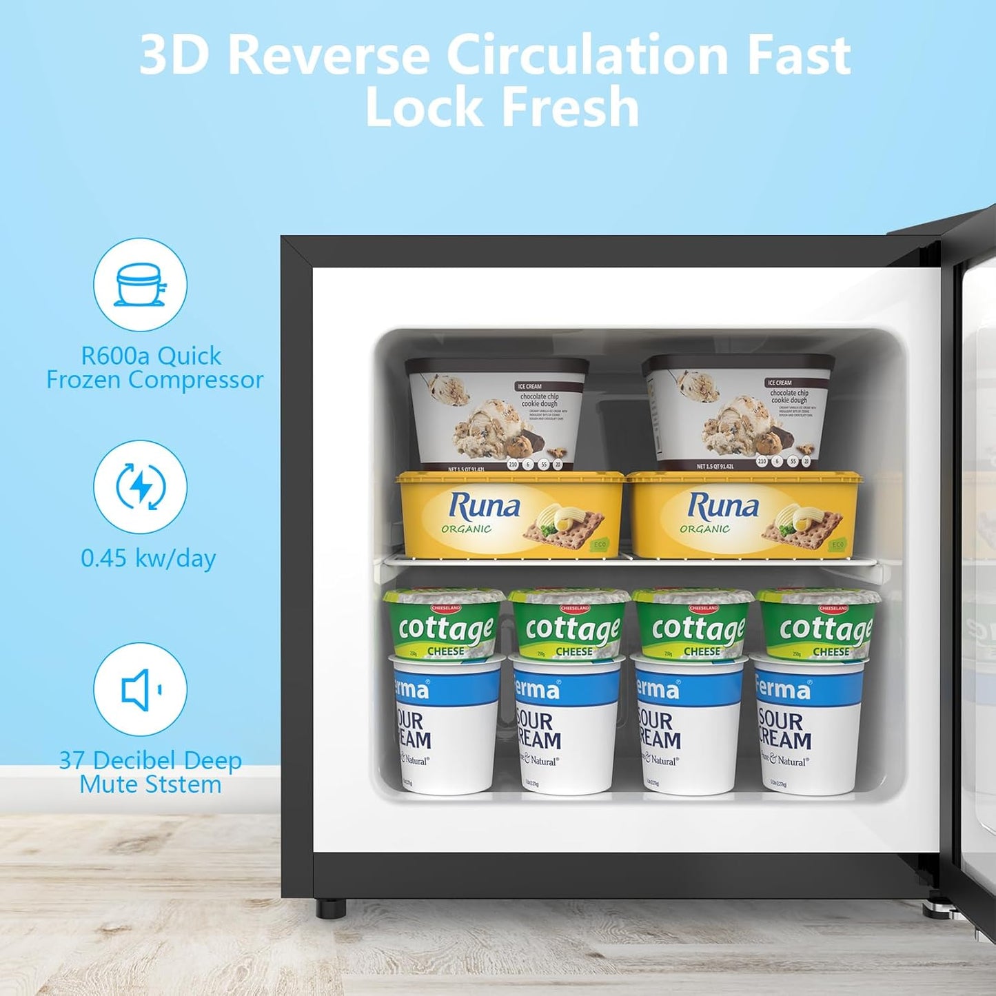 1.2 Cu.Ft Compact Mini Freezer