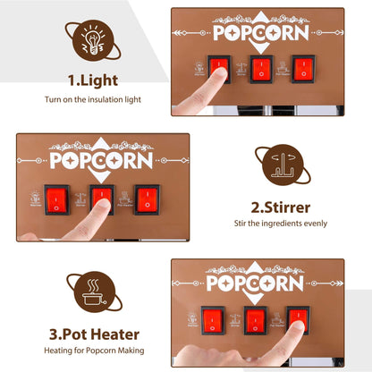 12-Ounce Commercial Retro Popcorn Machine Cart with Candy Boxes