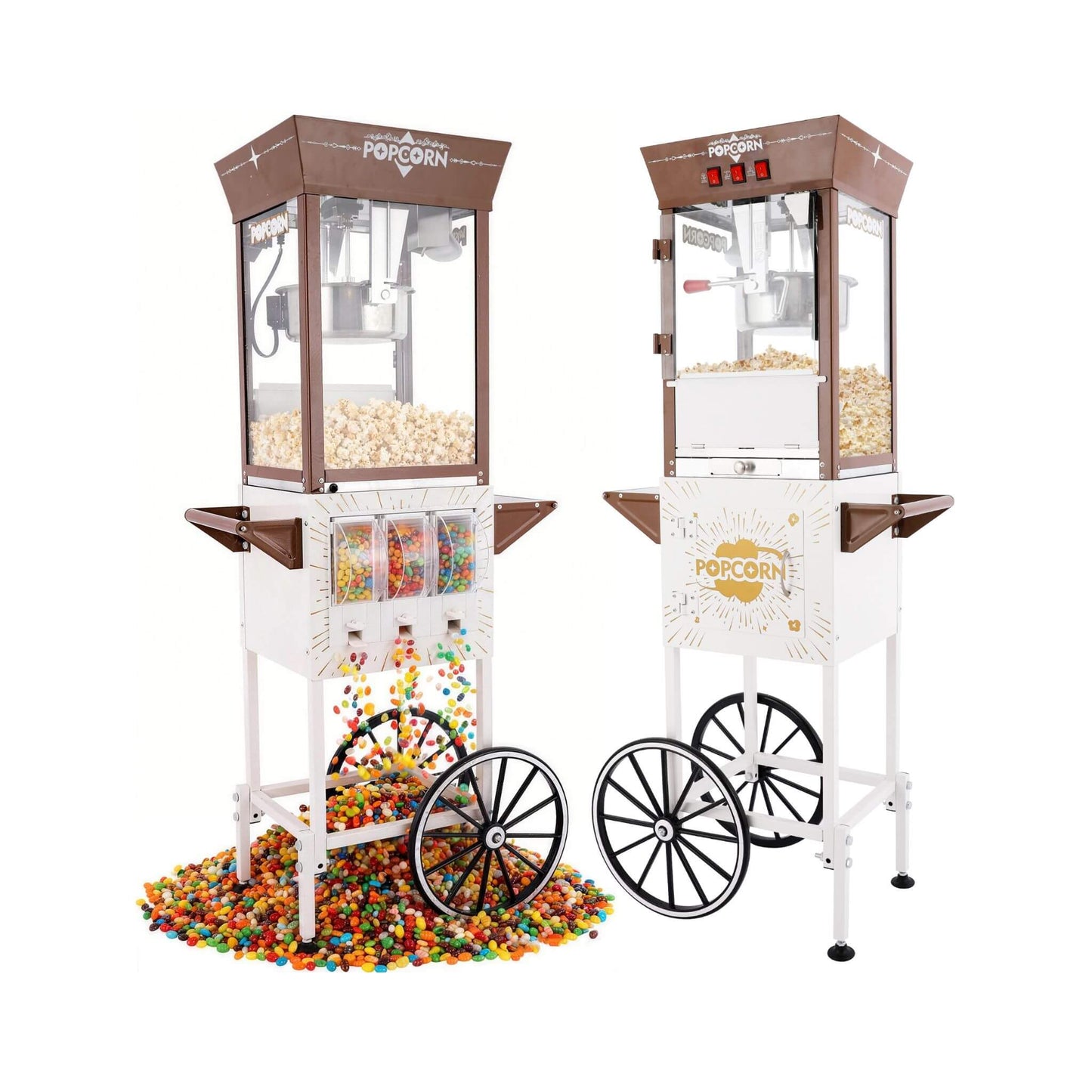 12-Ounce Commercial Retro Popcorn Machine Cart with Candy Boxes