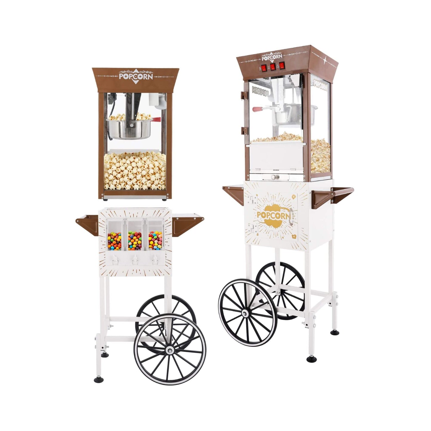 12-Ounce Commercial Retro Popcorn Machine Cart with Candy Boxes