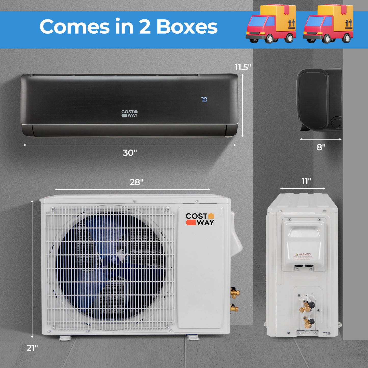 Energy Star Certified 12000 BTU 21 SEER2 208-230V Mini Split Air Conditioner and Heater Gray