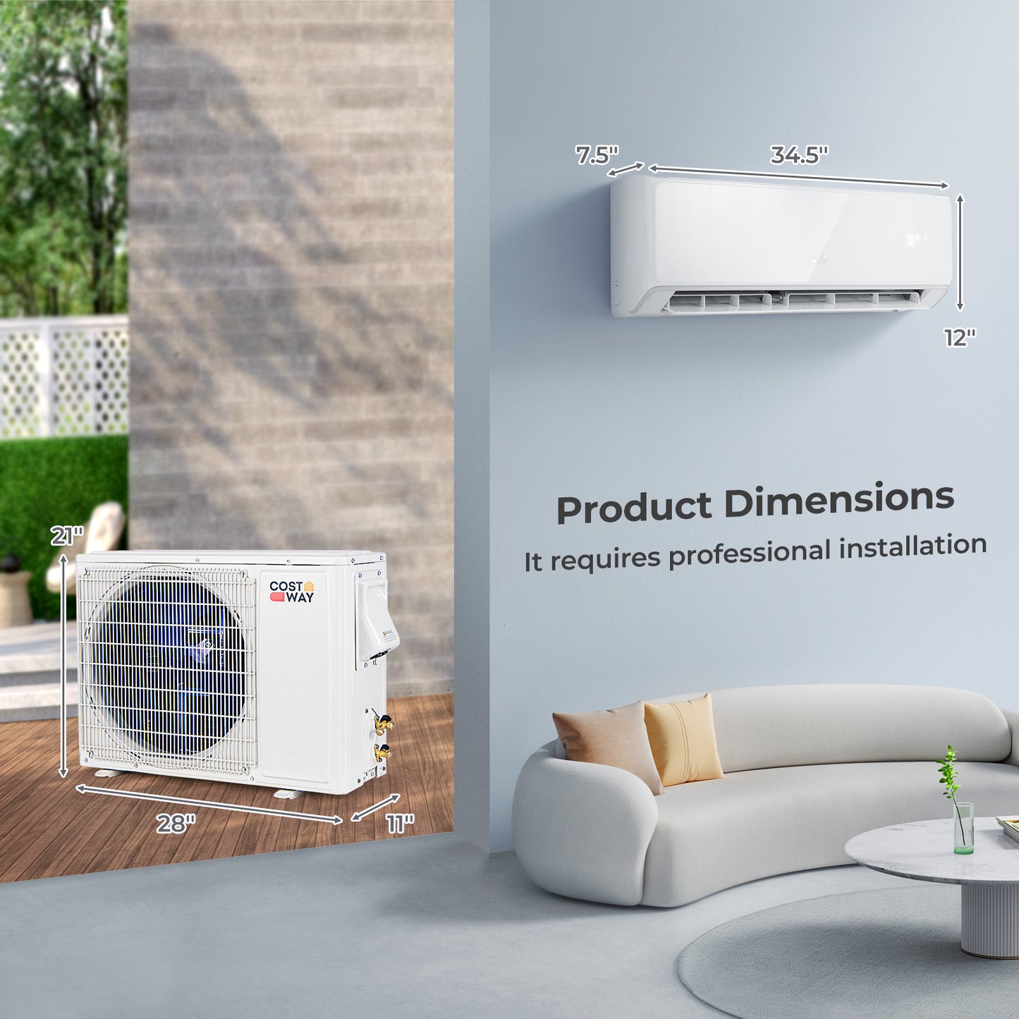 12000 BTU 22 SEER2 208-230V Wifi Enabled Mini Split Air Conditioner and Heater White